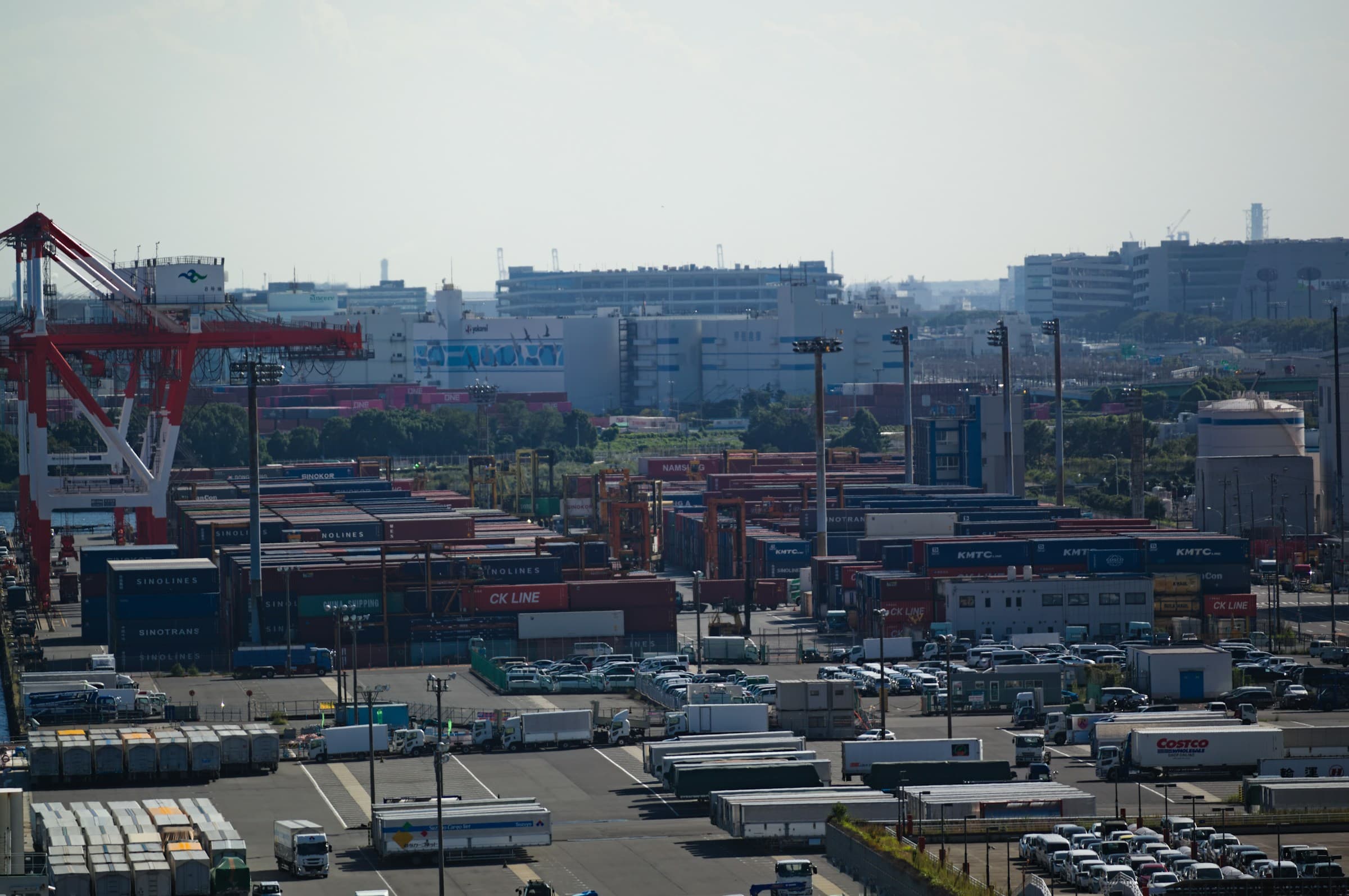 A customs gate or port yard during clearance